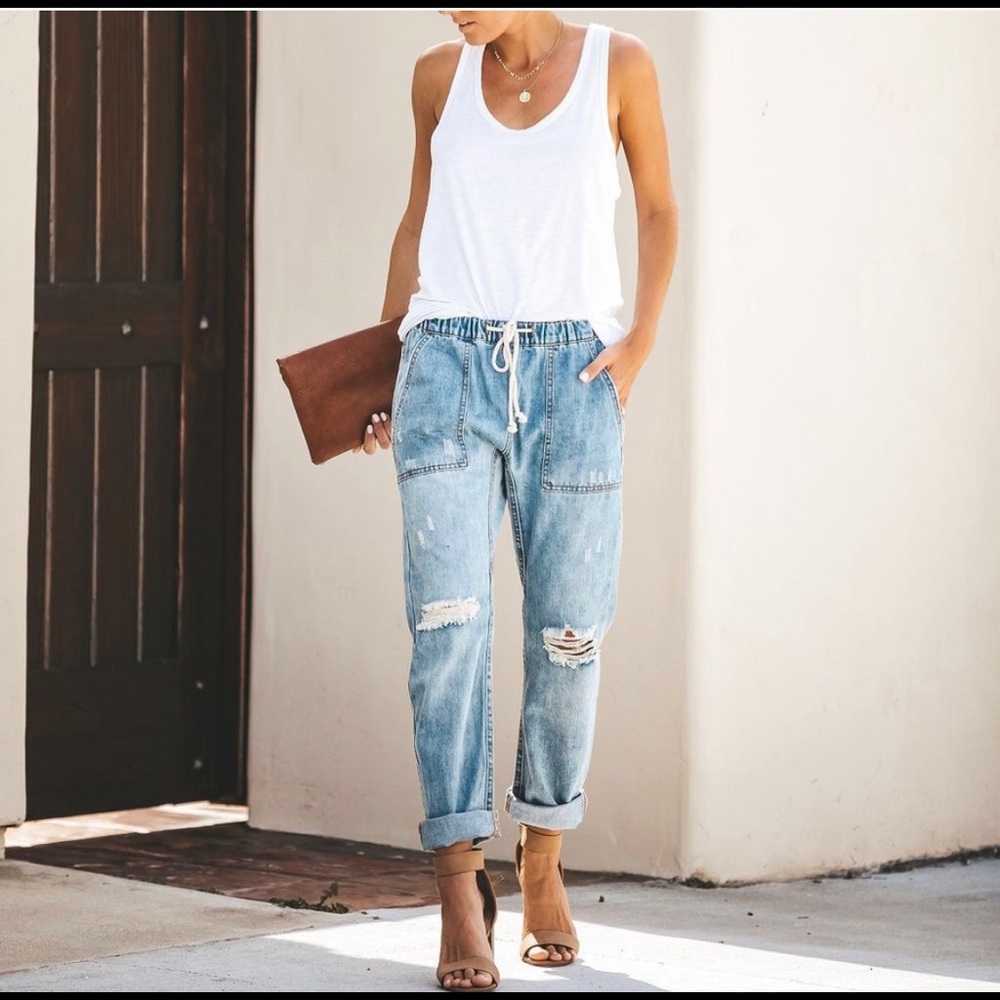Vici distressed drawstring joggers